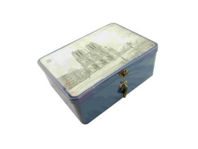 Tin box with lock and key
