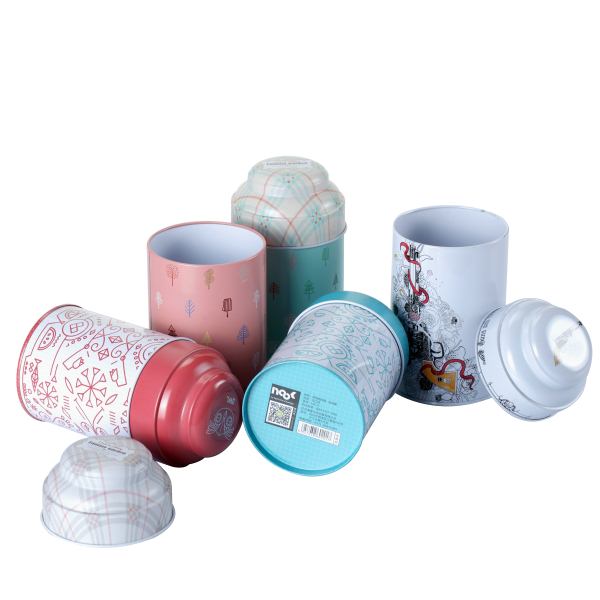 Round tea tin cans